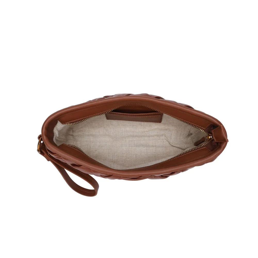 Clutch Pequena Soft Marroom Alça De Mão - vista 4 de 5