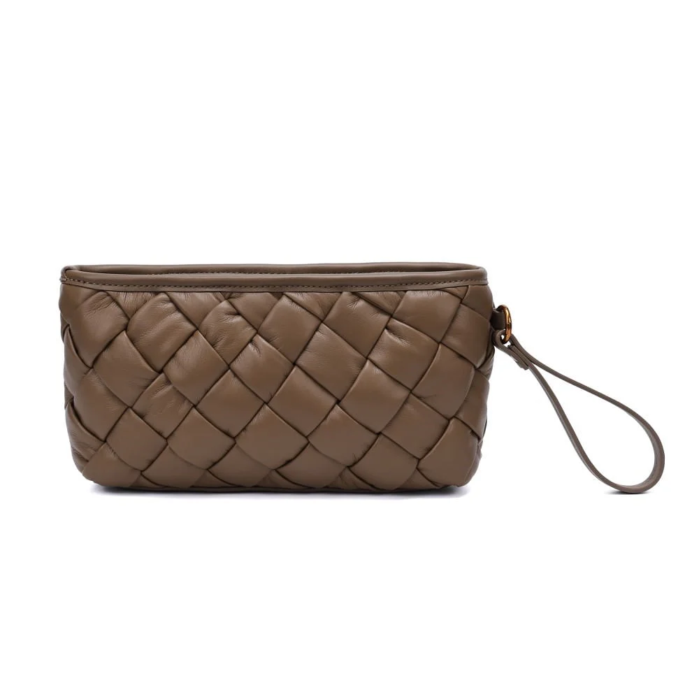 Clutch Pequena Soft Cinza Alça De Mão - vista 3 de 5