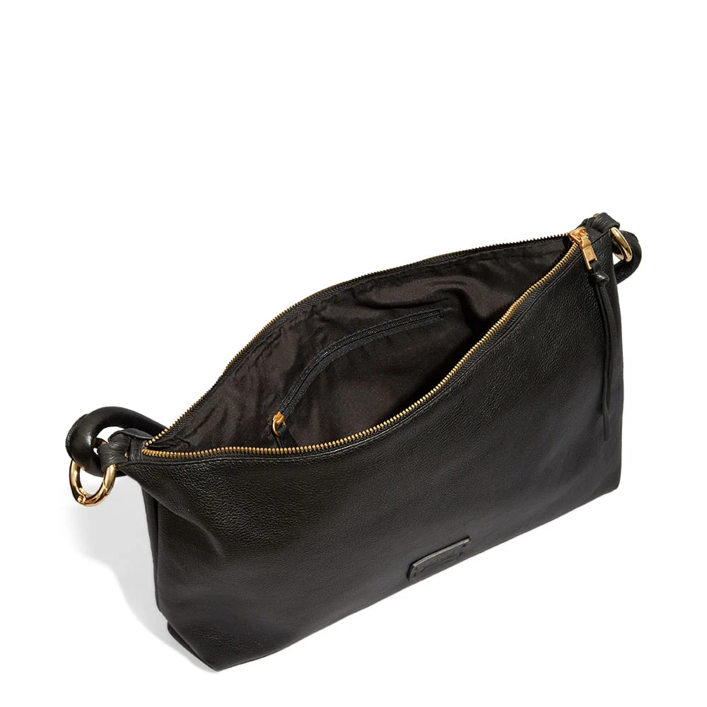 Bolsa Couro Floater Preta Alça De Ombro - vista 3 de 3