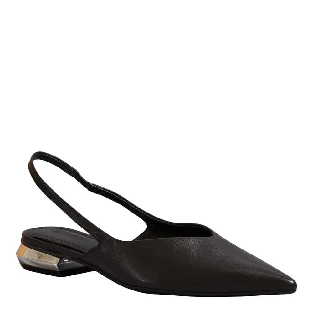 Sapatilha Slingback Couro Nobre Bico Fino Preto - vista 4 de 6