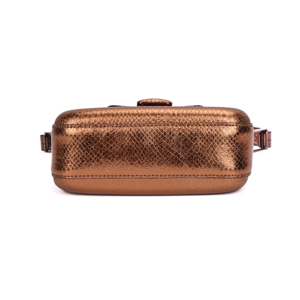 Bolsa Pequena Metalizada Bronze Alça Dupla - vista 6 de 7