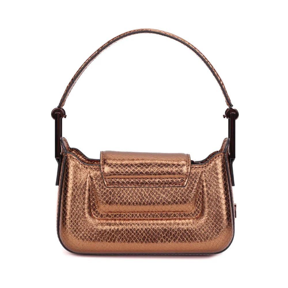 Bolsa Pequena Metalizada Bronze Alça Dupla - vista 7 de 7
