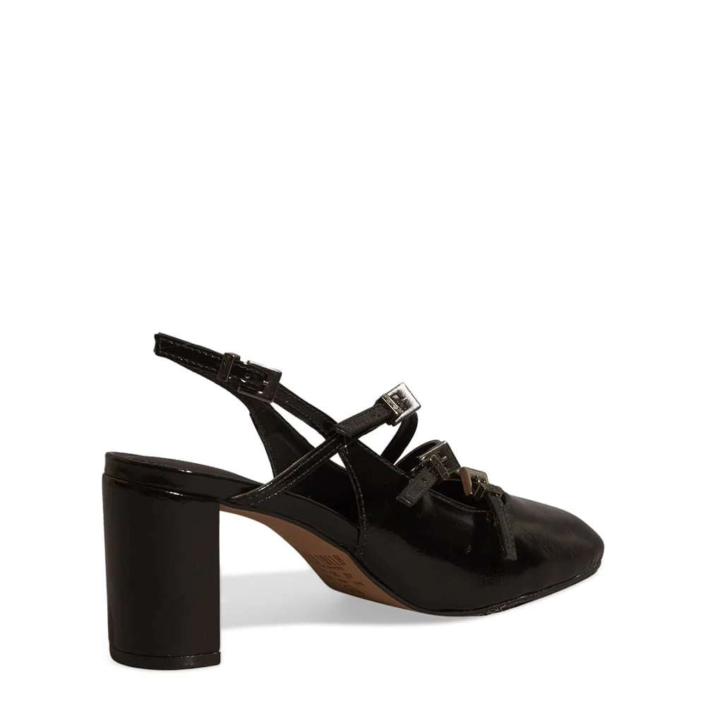 Scarpin Boneca Metalizado Preto Salto Grosso - vista 3 de 3