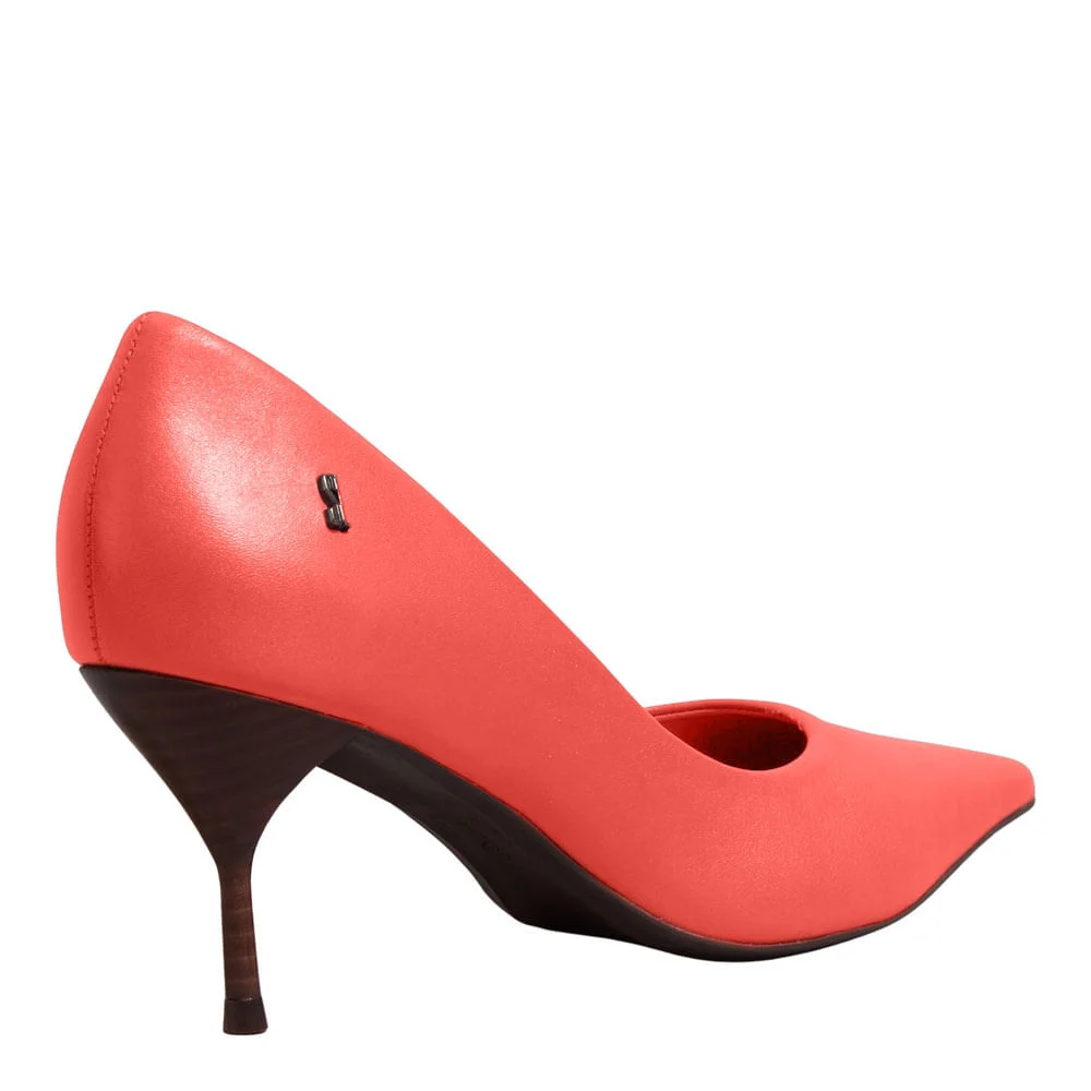 Scarpin Couro Confort Bico Fino Salto Agulha Vermelho Ruby - vista 3 de 3