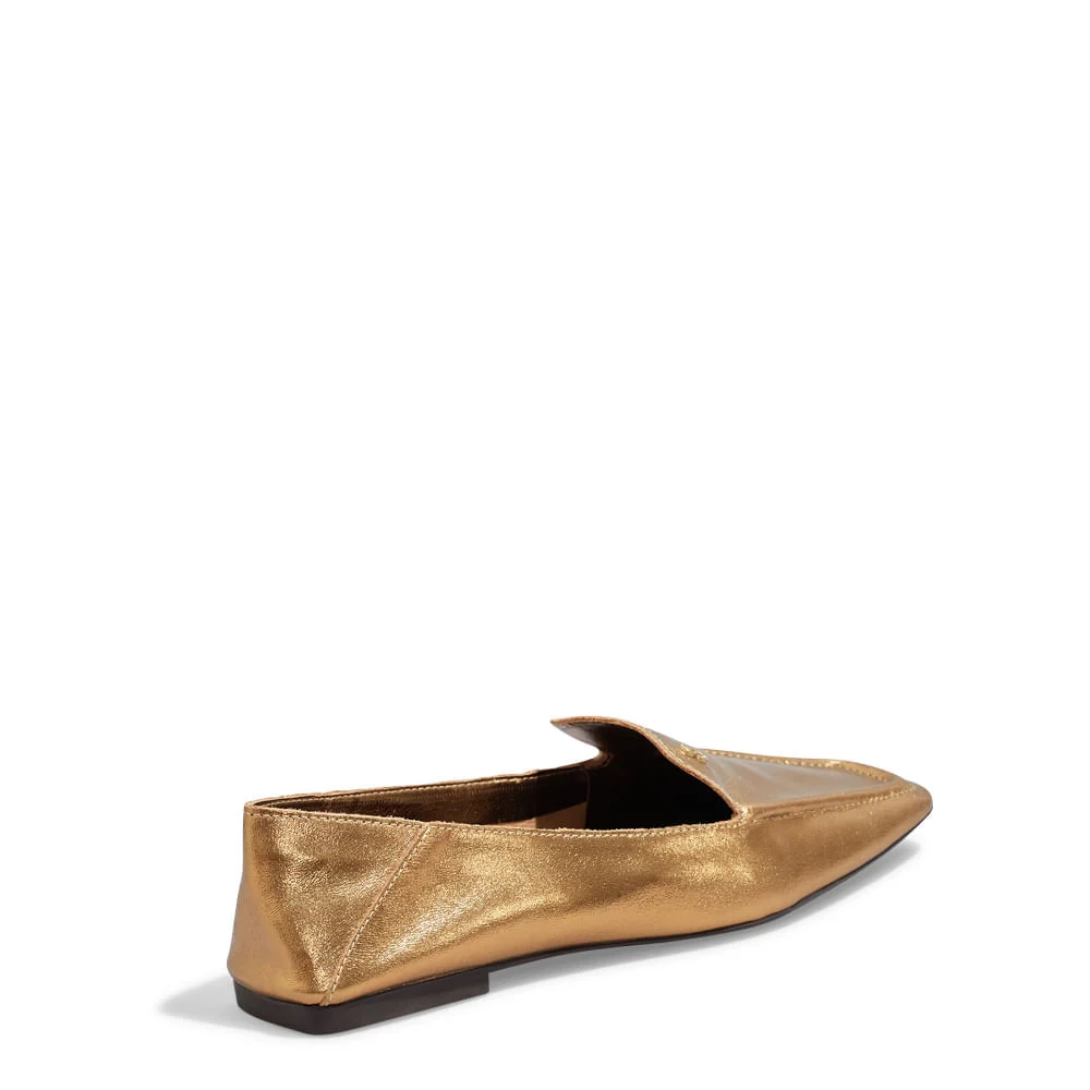 Mocassim Couro Metalizado Bronze Bico Quadrado - vista 5 de 5