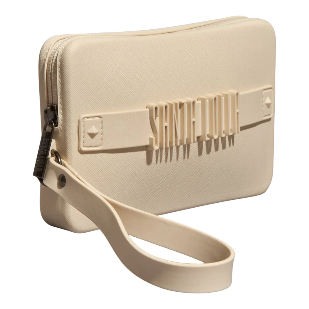 Clutch Borracha Off White Alça De Mão - vista 2 de 4