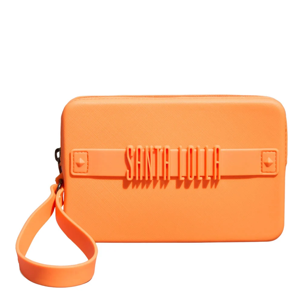 Clutch Borracha Laranja Alça De Mão - vista 1 de 4