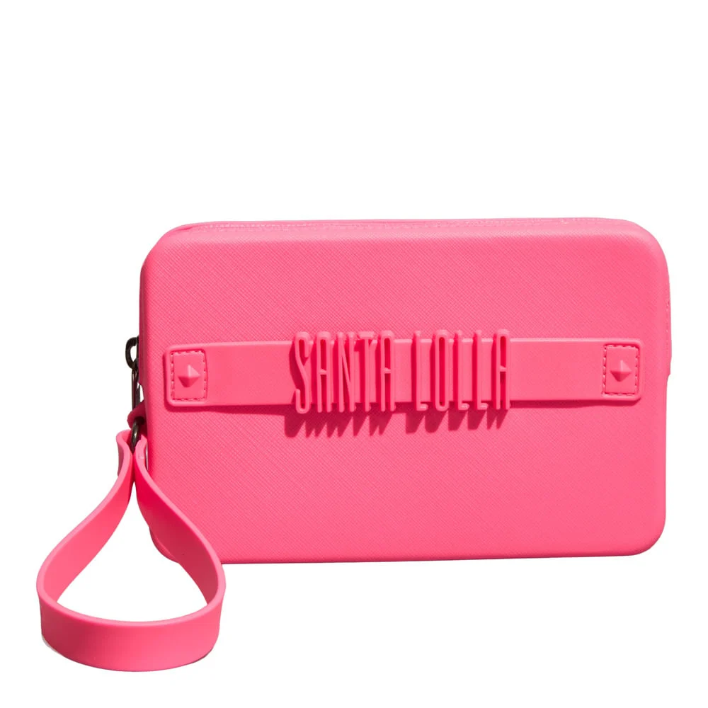 Clutch Borracha Rosa Neon Alça De Mão - vista 1 de 4