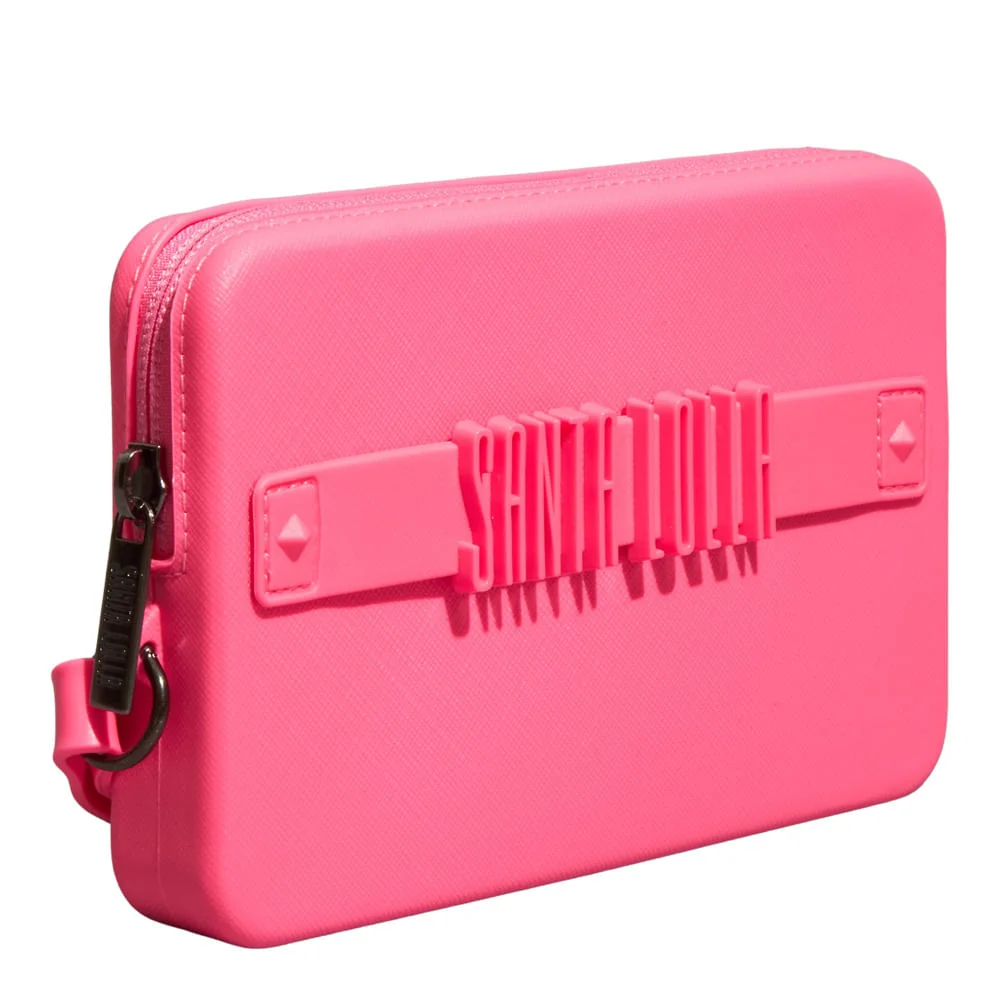 Clutch Borracha Rosa Neon Alça De Mão - vista 4 de 4