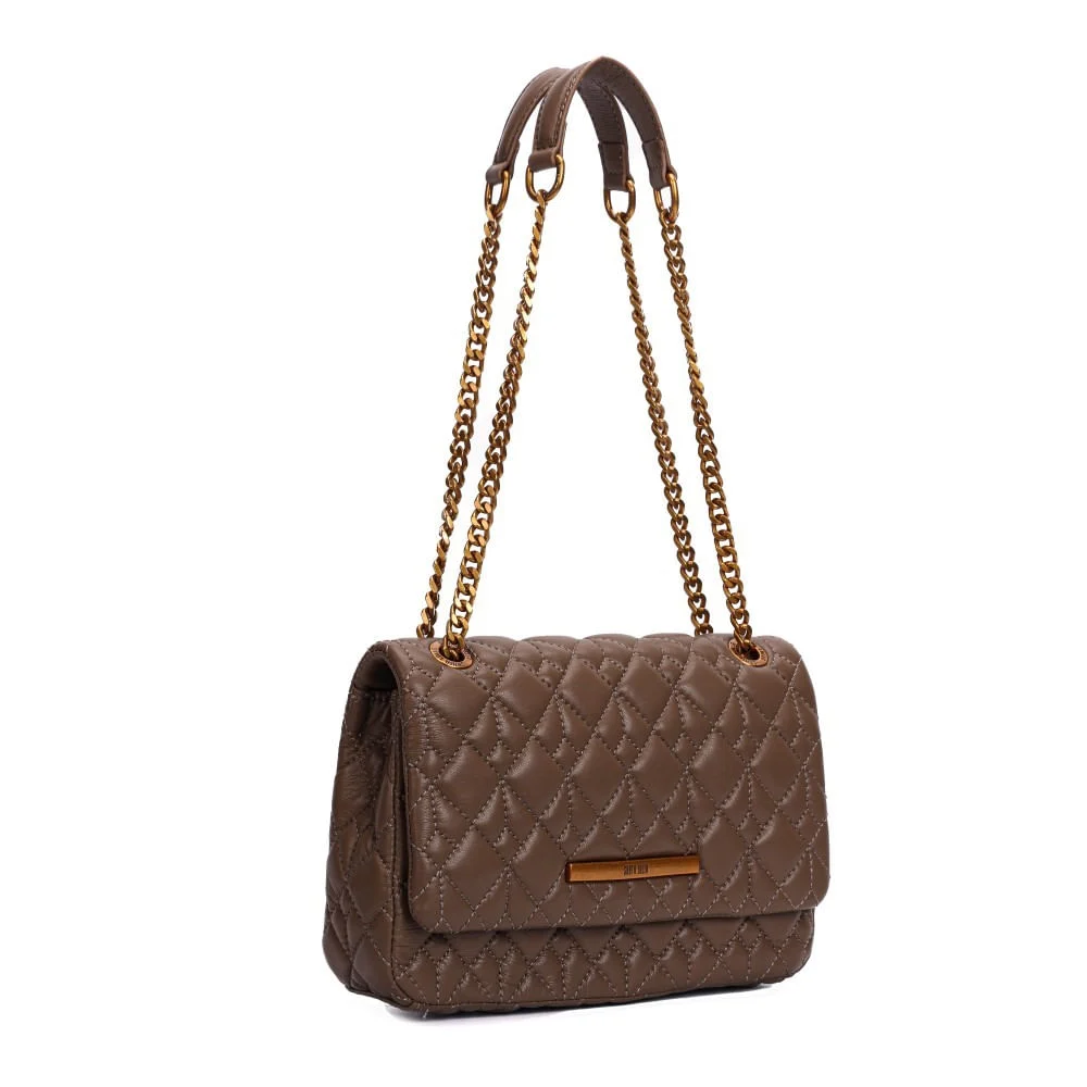 Bolsa Cinza Soft Matelassê Alça Corrente Dourada - vista 2 de 6