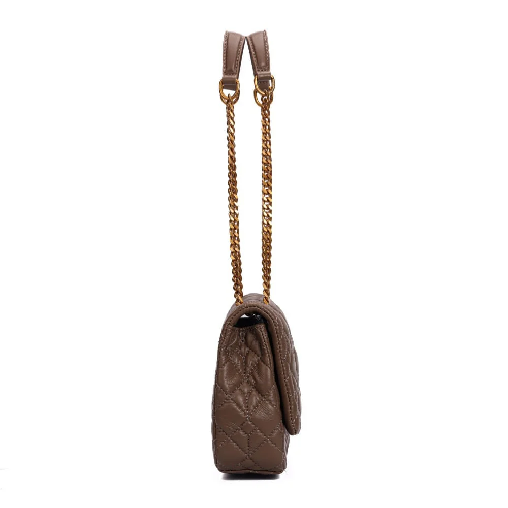 Bolsa Cinza Soft Matelassê Alça Corrente Dourada - vista 4 de 6