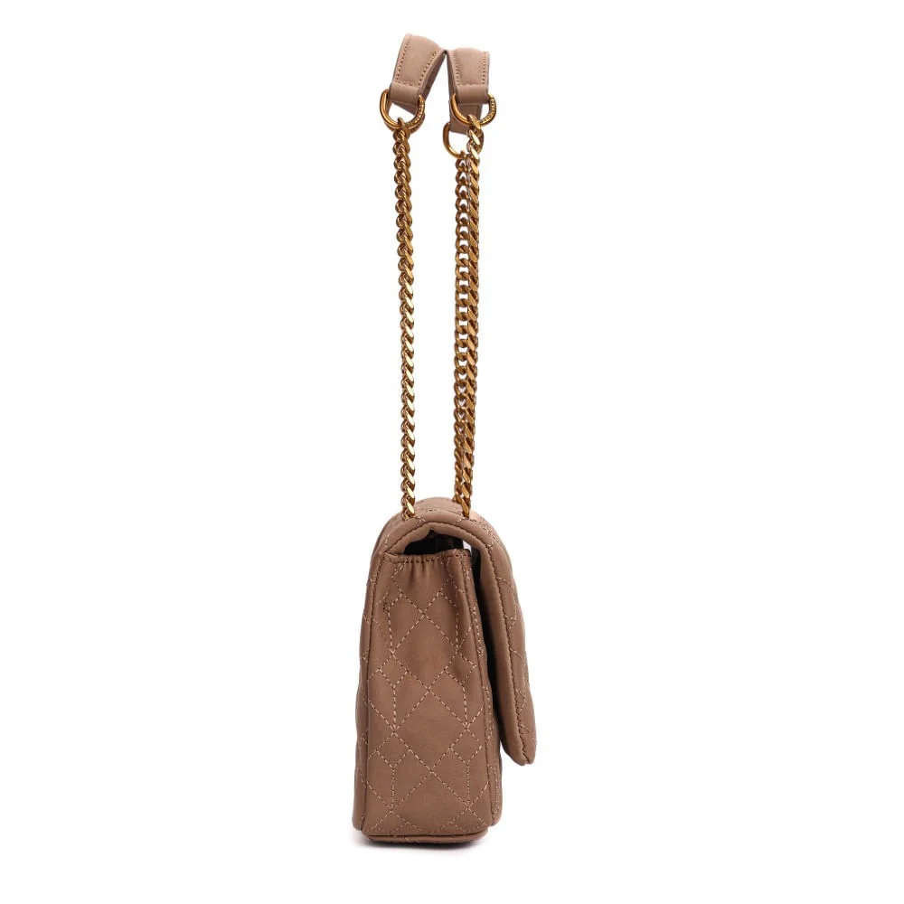 Bolsa Marrom Camurça Matelassê Alça Corrente Dourada - vista 4 de 6