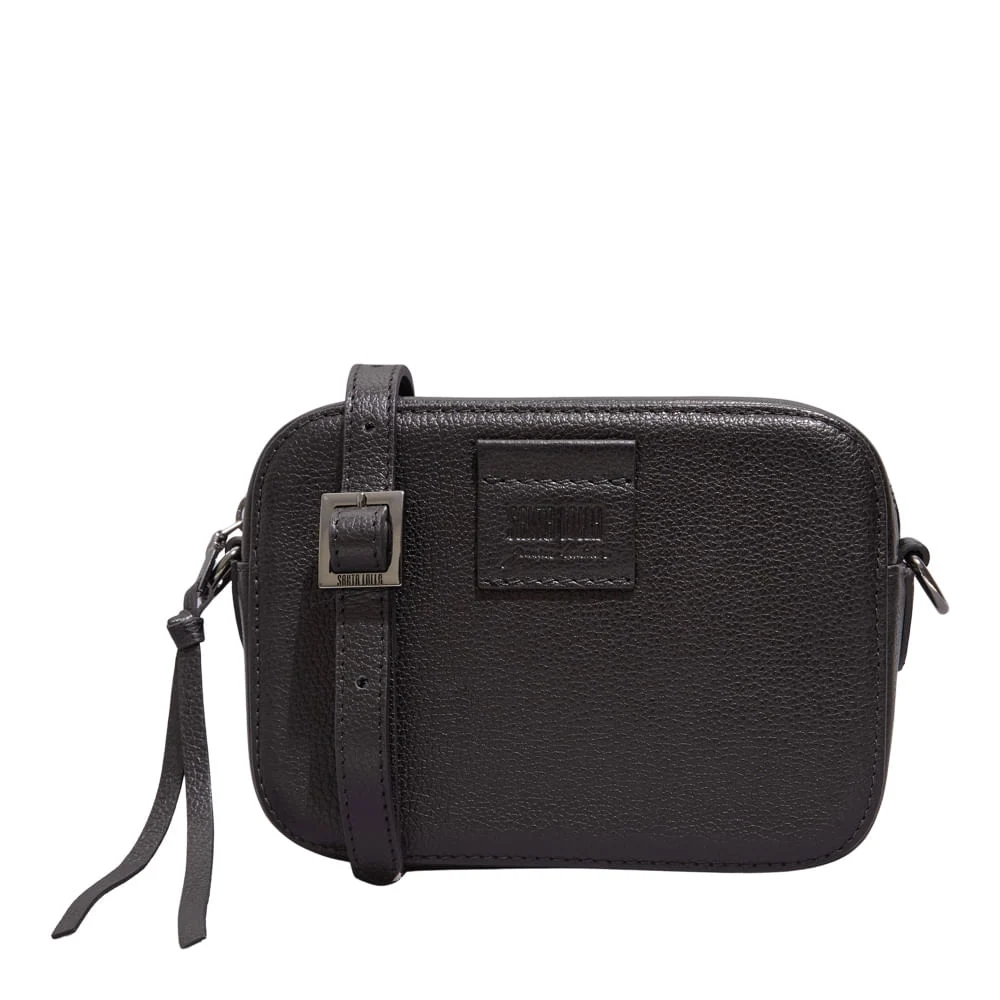 Bolsa Pequena Couro Floater Preto Alça Transversal - vista 1 de 3