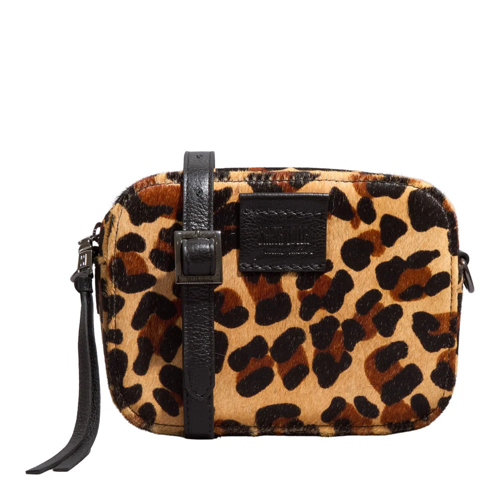 Bolsa Pequena Couro Estampa Animal Print Onça Alça Transversal - vista 1 de 3