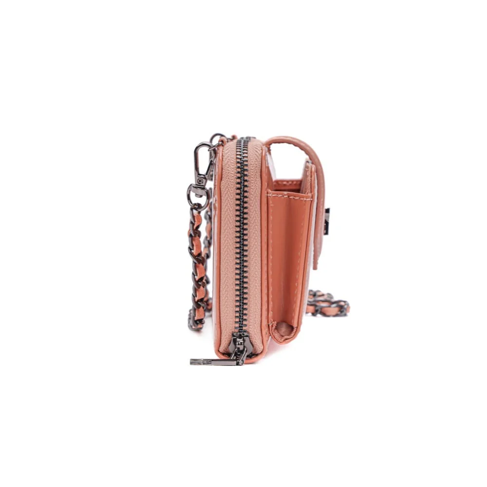 Bolsa Carteira Verniz Rosa Goiaba Alça De Ombro Corrente - vista 3 de 6
