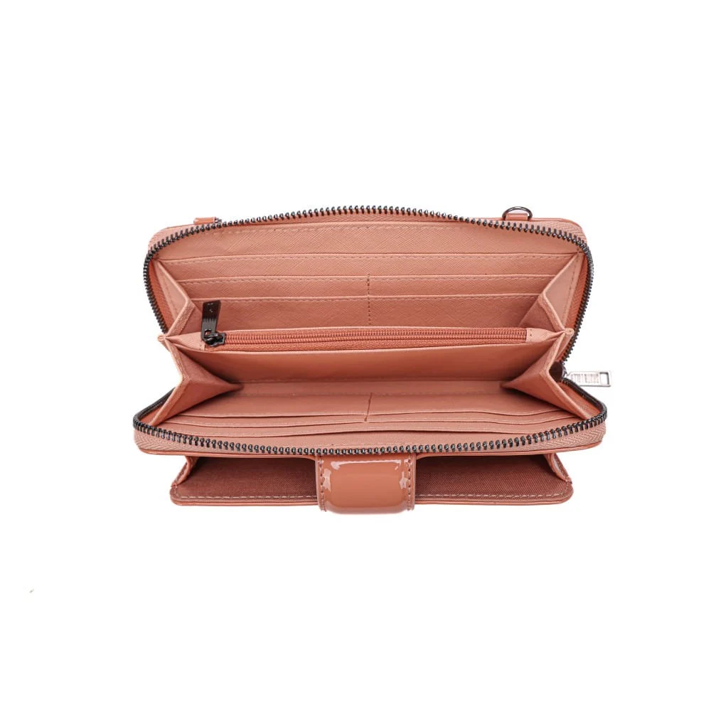 Bolsa Carteira Verniz Rosa Goiaba Alça De Ombro Corrente - vista 5 de 6