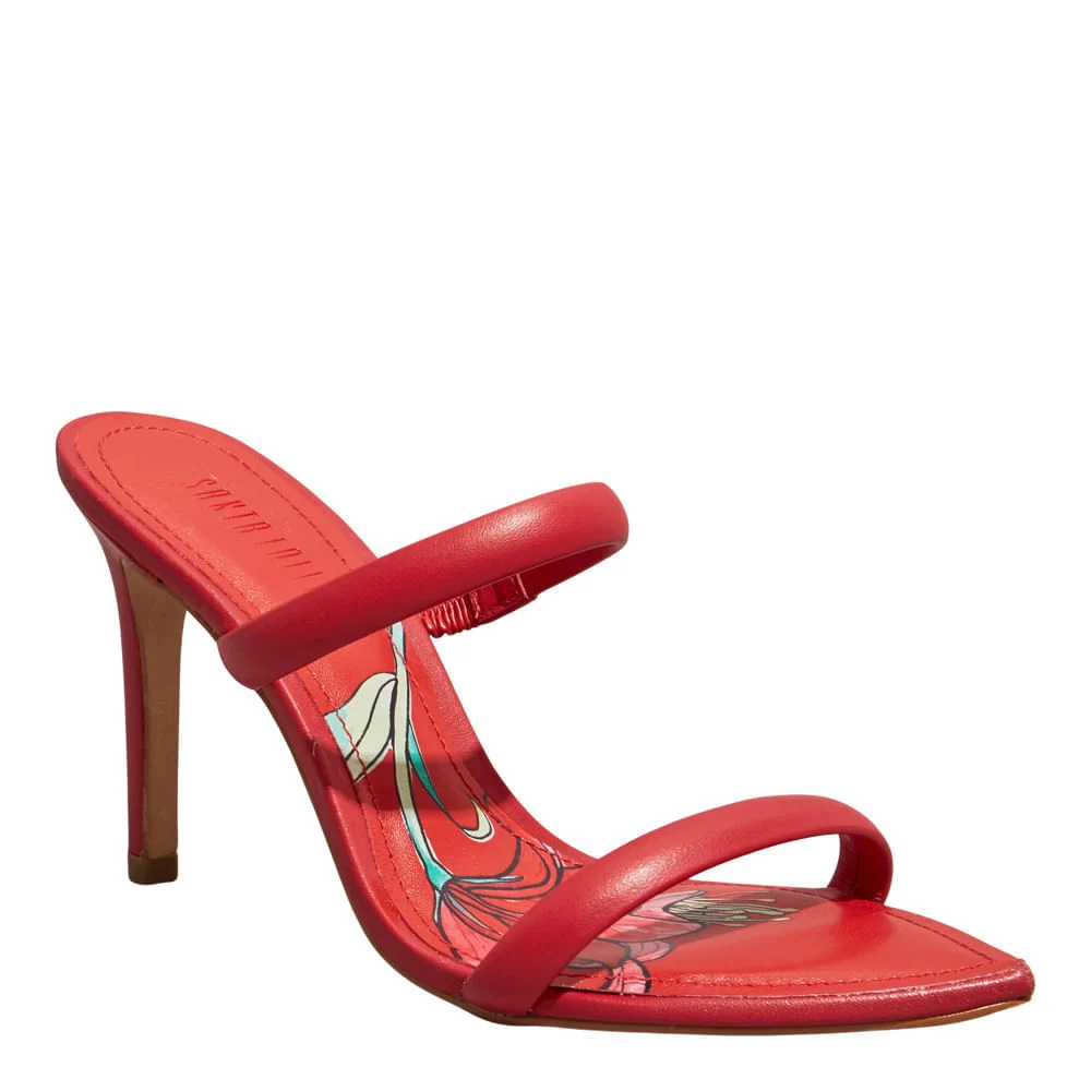 Mule Couro Confort Vermelho Bico Folha - vista 7 de 8
