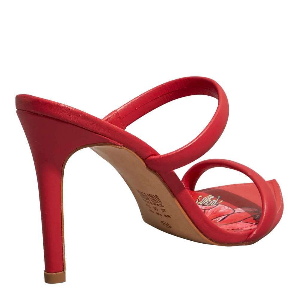 Mule Couro Confort Vermelho Bico Folha - vista 8 de 8