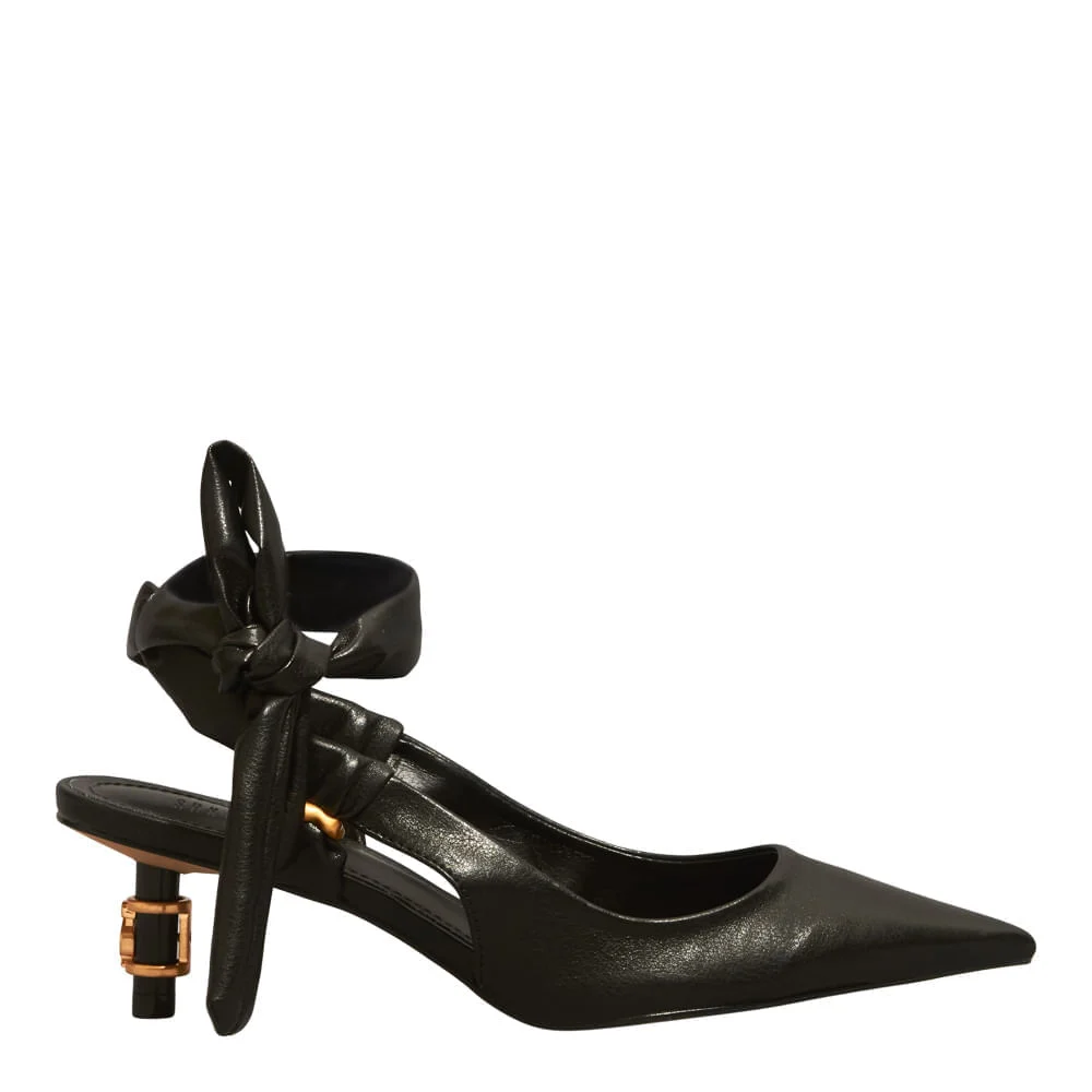 Scarpin Amarração Napa Soft Preto Salto Médio - vista 3 de 7