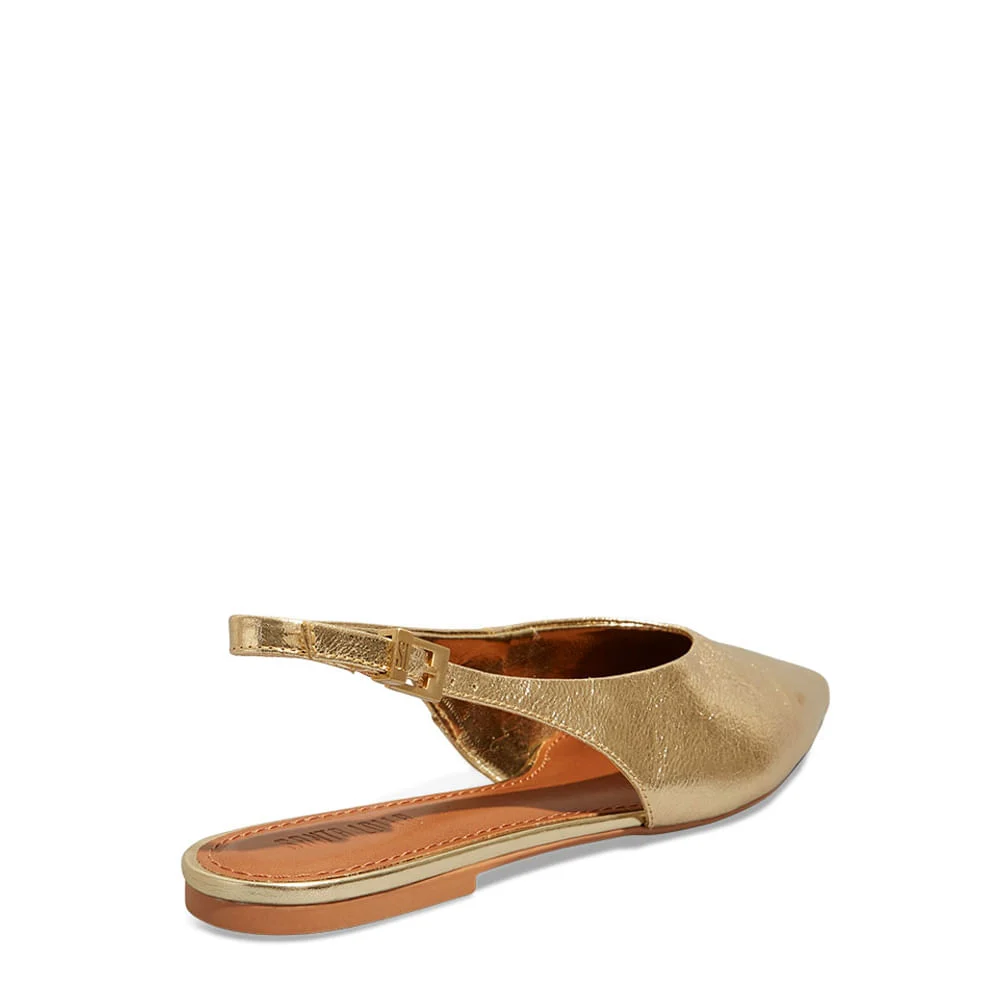 Sapatilha Slingback Couro Metalizada Dourada - vista 4 de 4