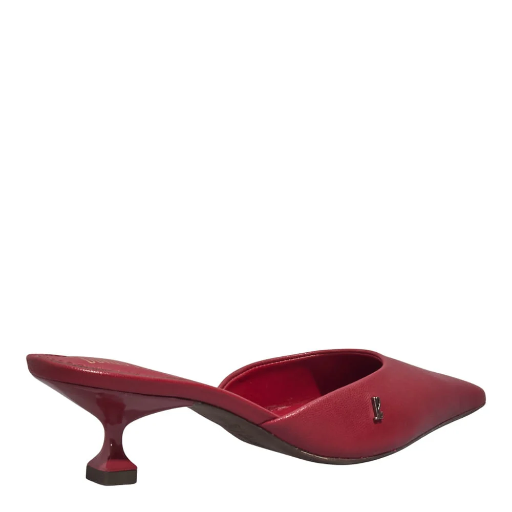 Mule Couro Pelica Vermelho Ruby Salto Baixo Taça - vista 3 de 3