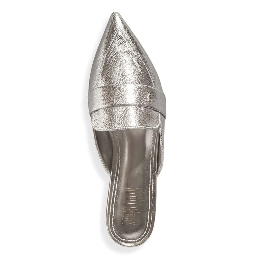 Mocassim Mule tecido splendore prata - vista 3 de 4