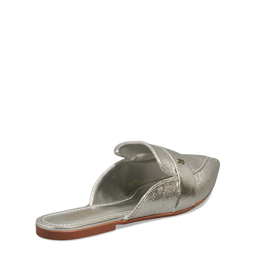 Mocassim Mule tecido splendore prata - vista 4 de 4