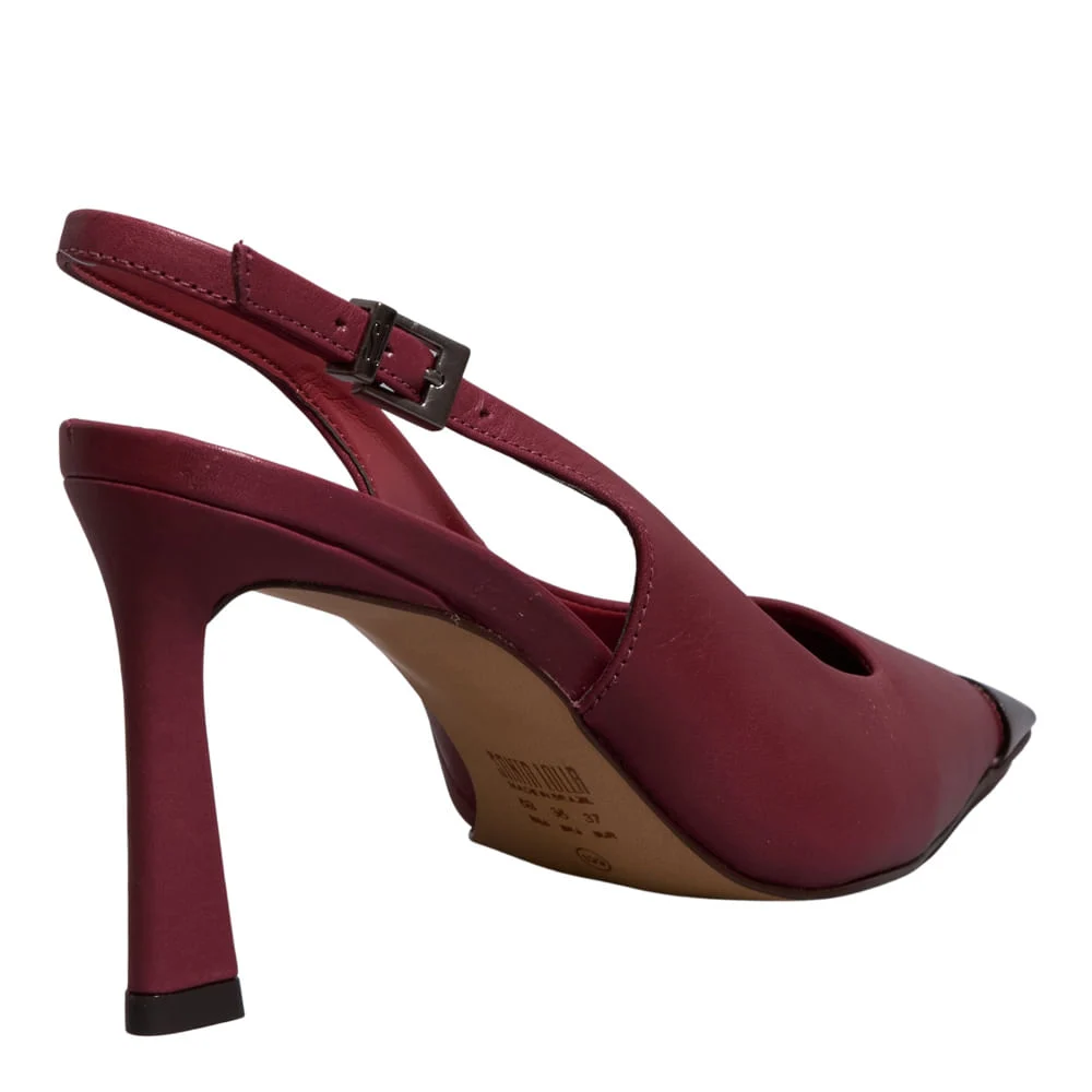 Scarpin Couro Confort Vermelho Ruby Bico Metalizado - vista 6 de 6