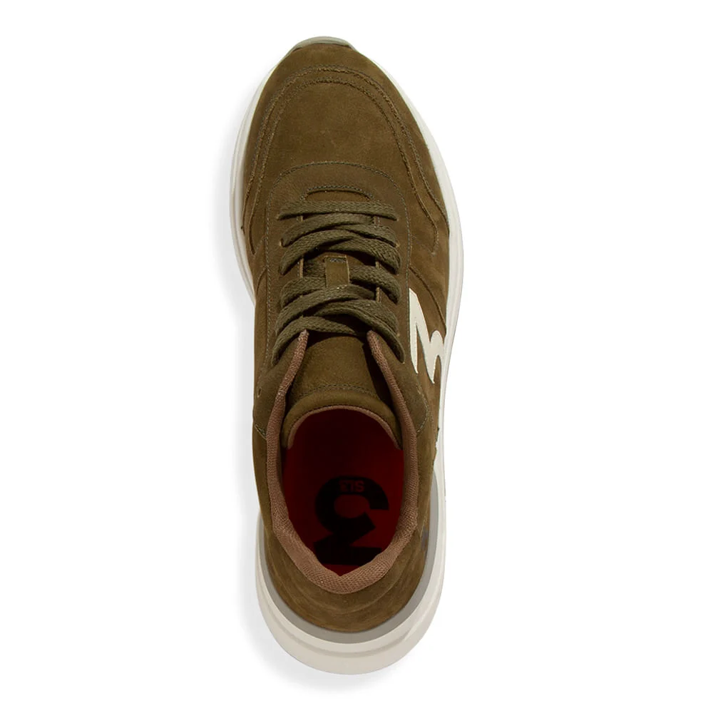 Tênis Jogger Masculino Couro Selaria Verde Oliva - vista 4 de 4