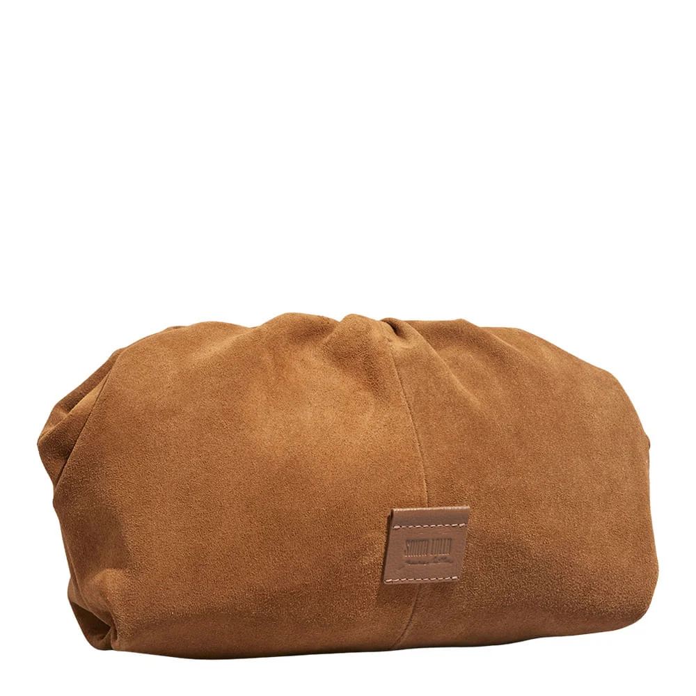Clutch Grande Couro Camurça Caramelo - vista 2 de 3