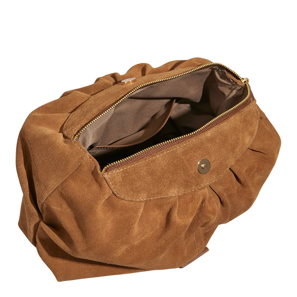 Clutch Grande Couro Camurça Caramelo - vista 3 de 3