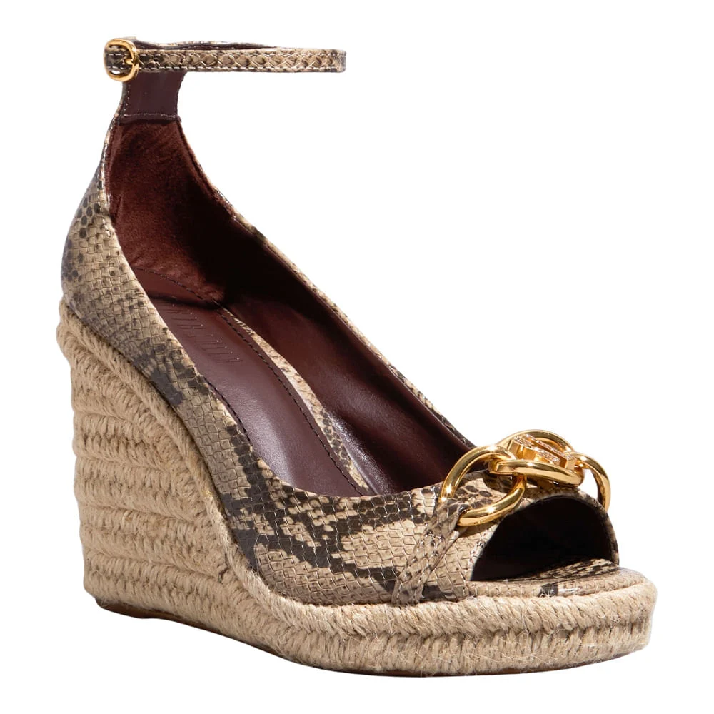 Espadrille Peep Toe Anabela Animal Print Estampa Cobra - vista 2 de 4