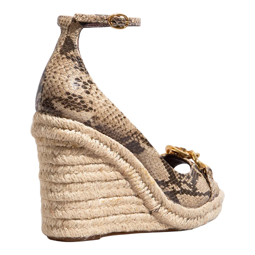 Espadrille Peep Toe Anabela Animal Print Estampa Cobra - vista 3 de 4