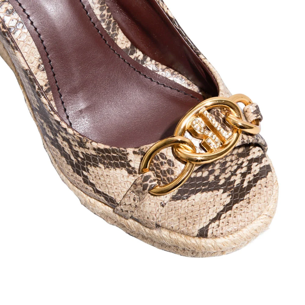 Espadrille Peep Toe Anabela Animal Print Estampa Cobra - vista 4 de 4