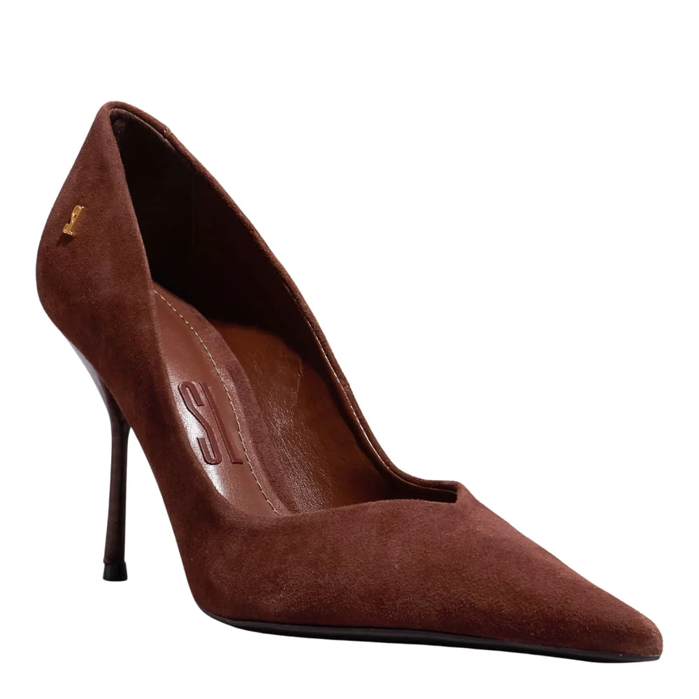 Scarpin Couro Camurça Premium Dark Cocoa - vista 2 de 3