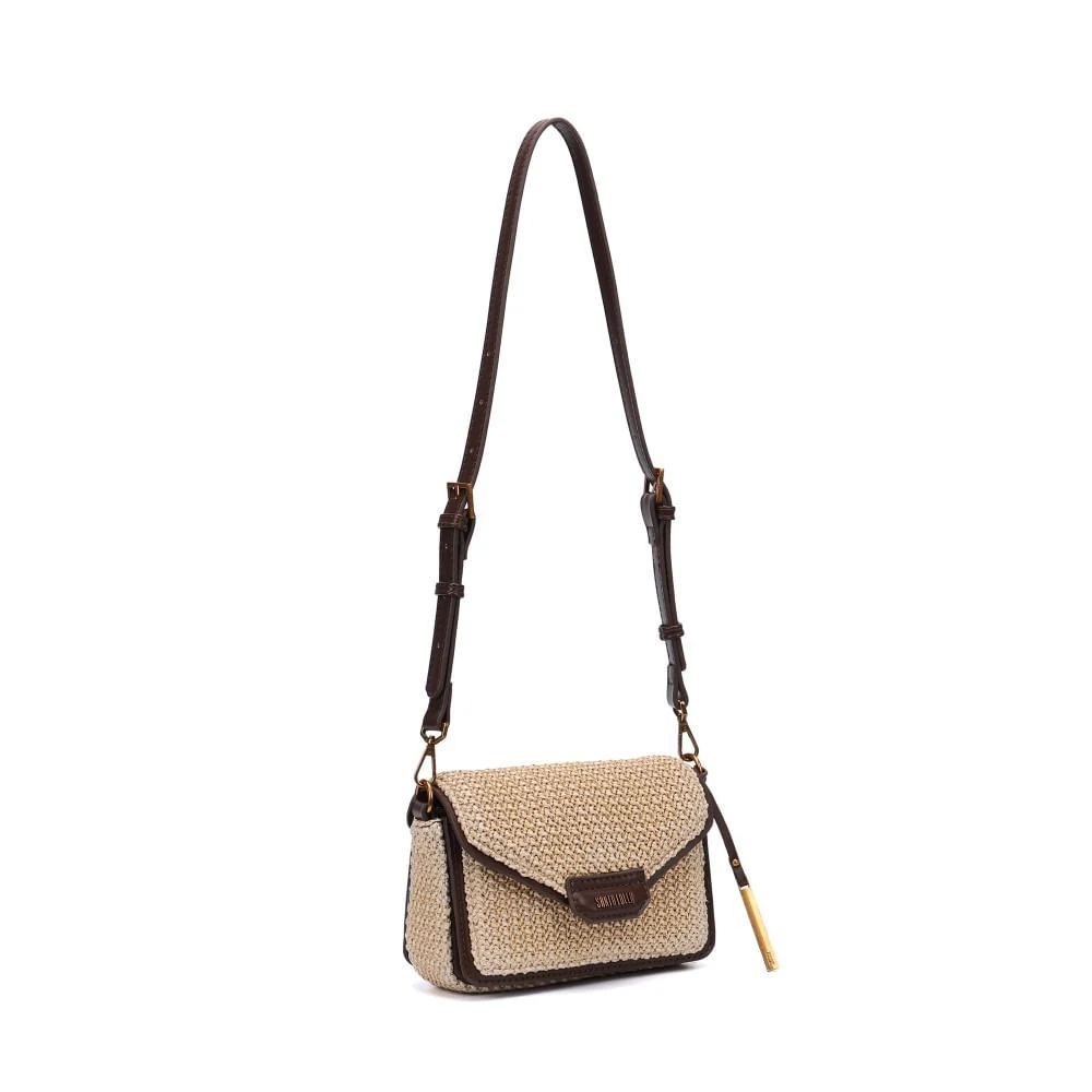 Bolsa Envelope Tramado Marrom Alça De Ombro - vista 2 de 5