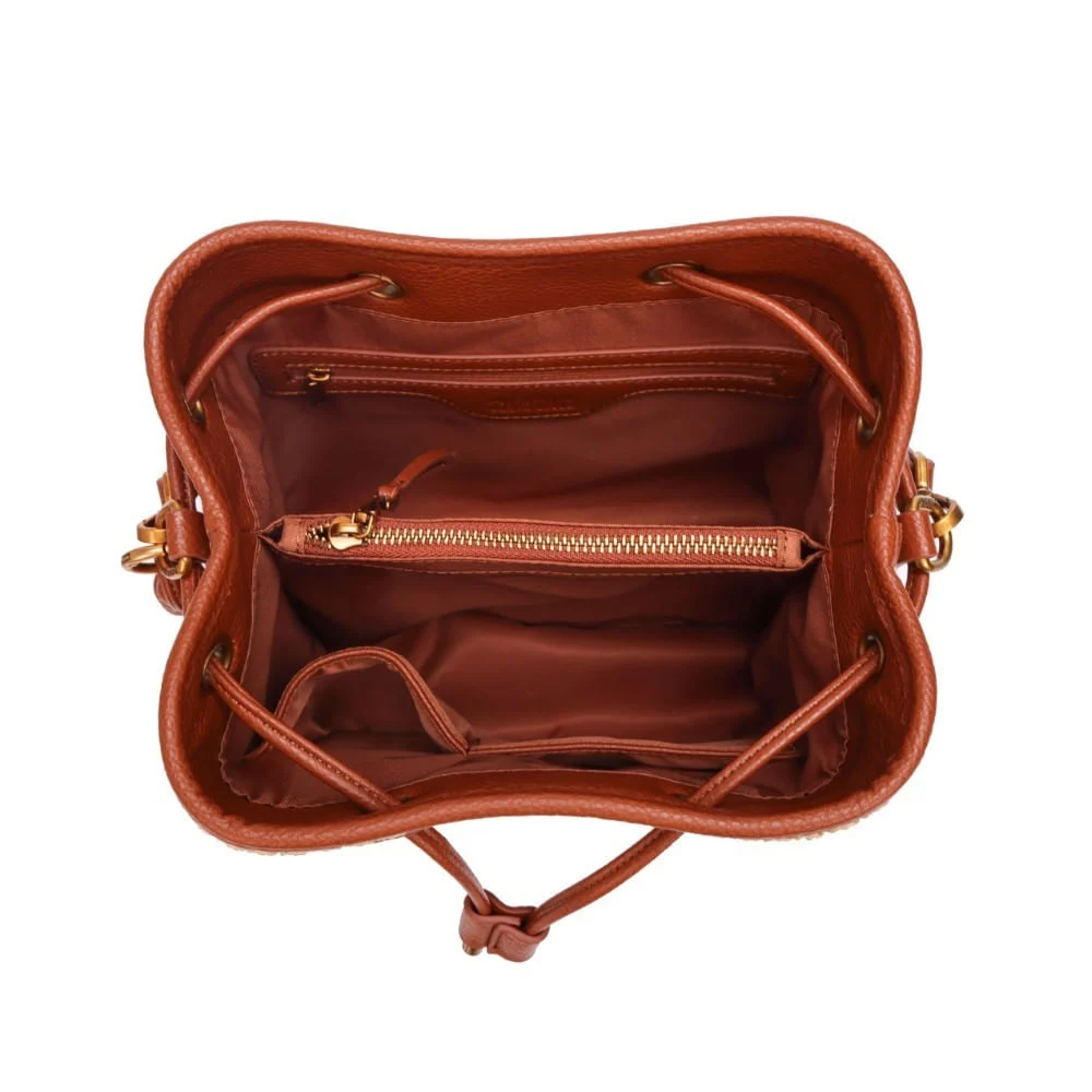 Bolsa Bucket Croco Bege Alça Dupla - vista 7 de 7