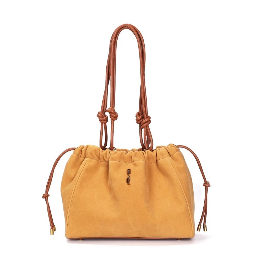 Bolsa Camurça Amarelo Mostarda Alça Ombro - vista 4 de 6