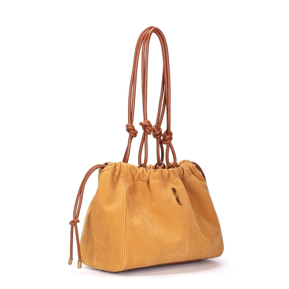 Bolsa Camurça Amarelo Mostarda Alça Ombro - vista 5 de 6