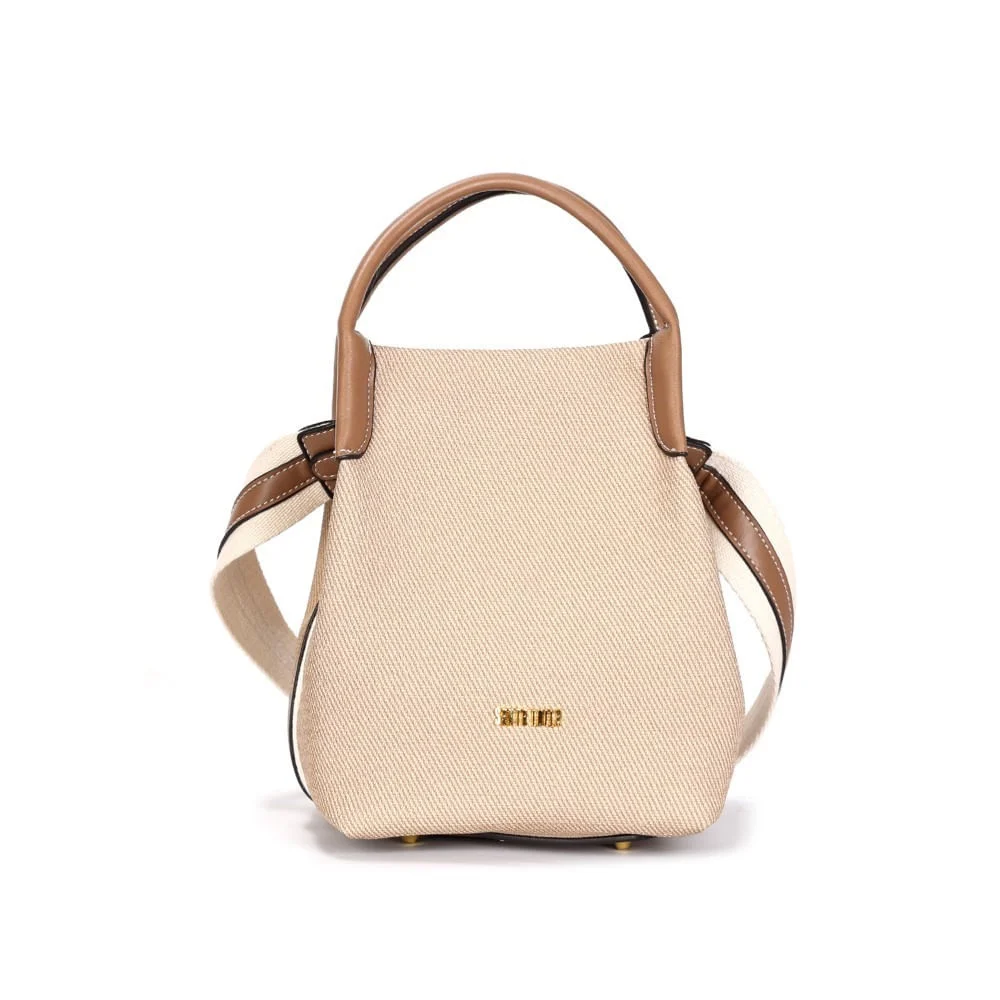Bolsa Bucket Material Canvas Bege Alça Dupla - vista 1 de 3