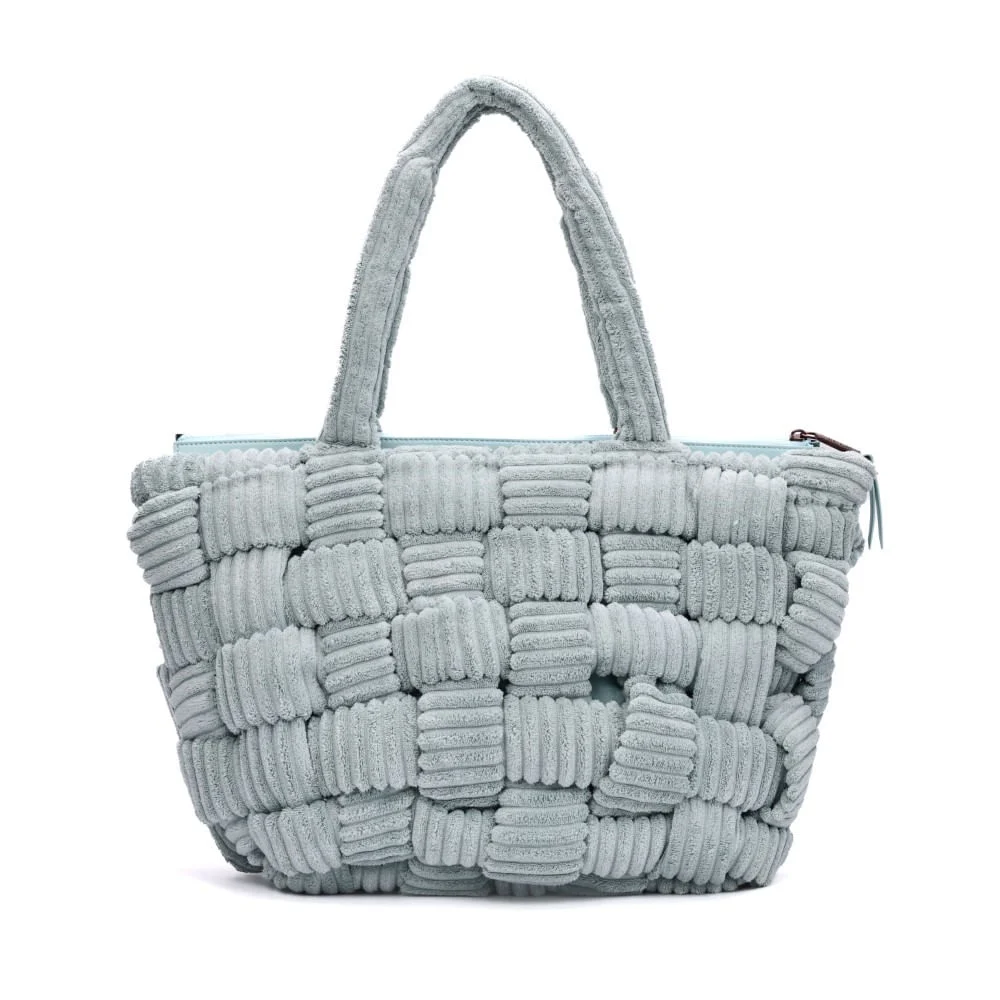 Bolsa Grande Atoalhado Azul Alça Ombro - vista 5 de 7