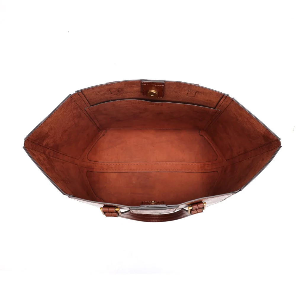 Bolsa Grande Material Rustico Marrom Alça Ombro - vista 8 de 9