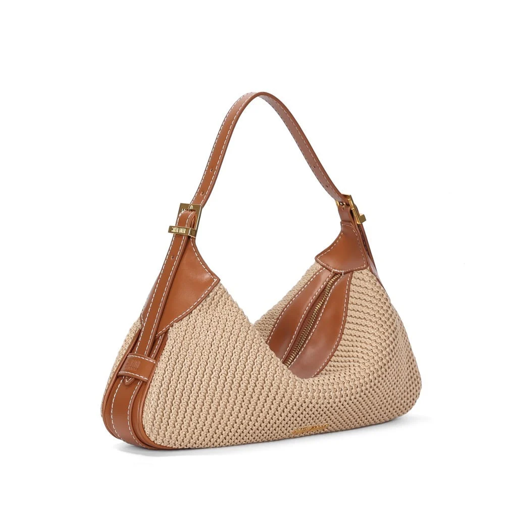 Bolsa Hobo Tramado Bege Alça Ombro - vista 2 de 3