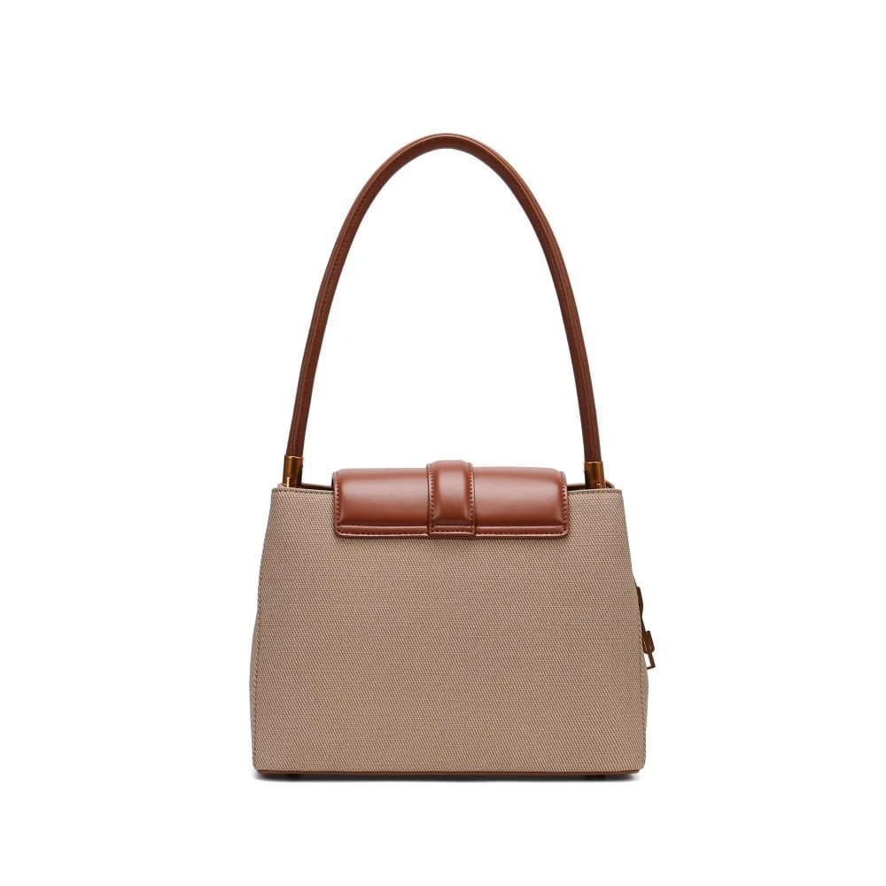 Bolsa Material Canvas Marrom Alça Ombro - vista 3 de 5