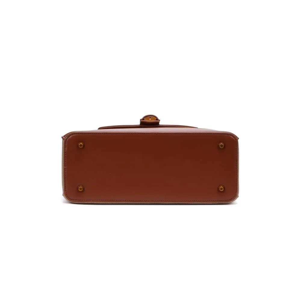 Bolsa Material Canvas Marrom Alça Ombro - vista 4 de 5