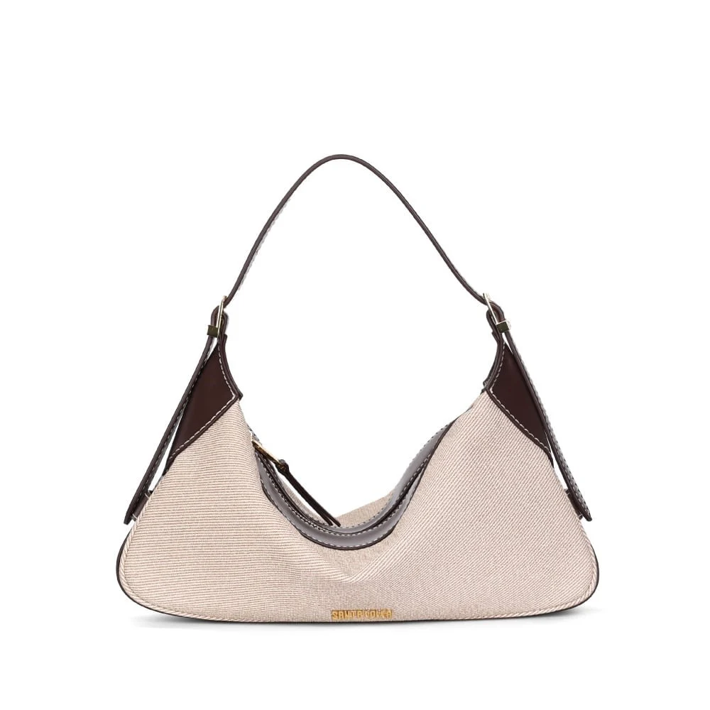 Bolsa Hobo Material Canvas Bege Alça Ombro - vista 1 de 3