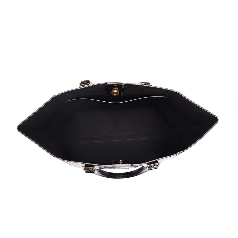Bolsa Grande Croco Preta Alça Ombro - vista 7 de 8