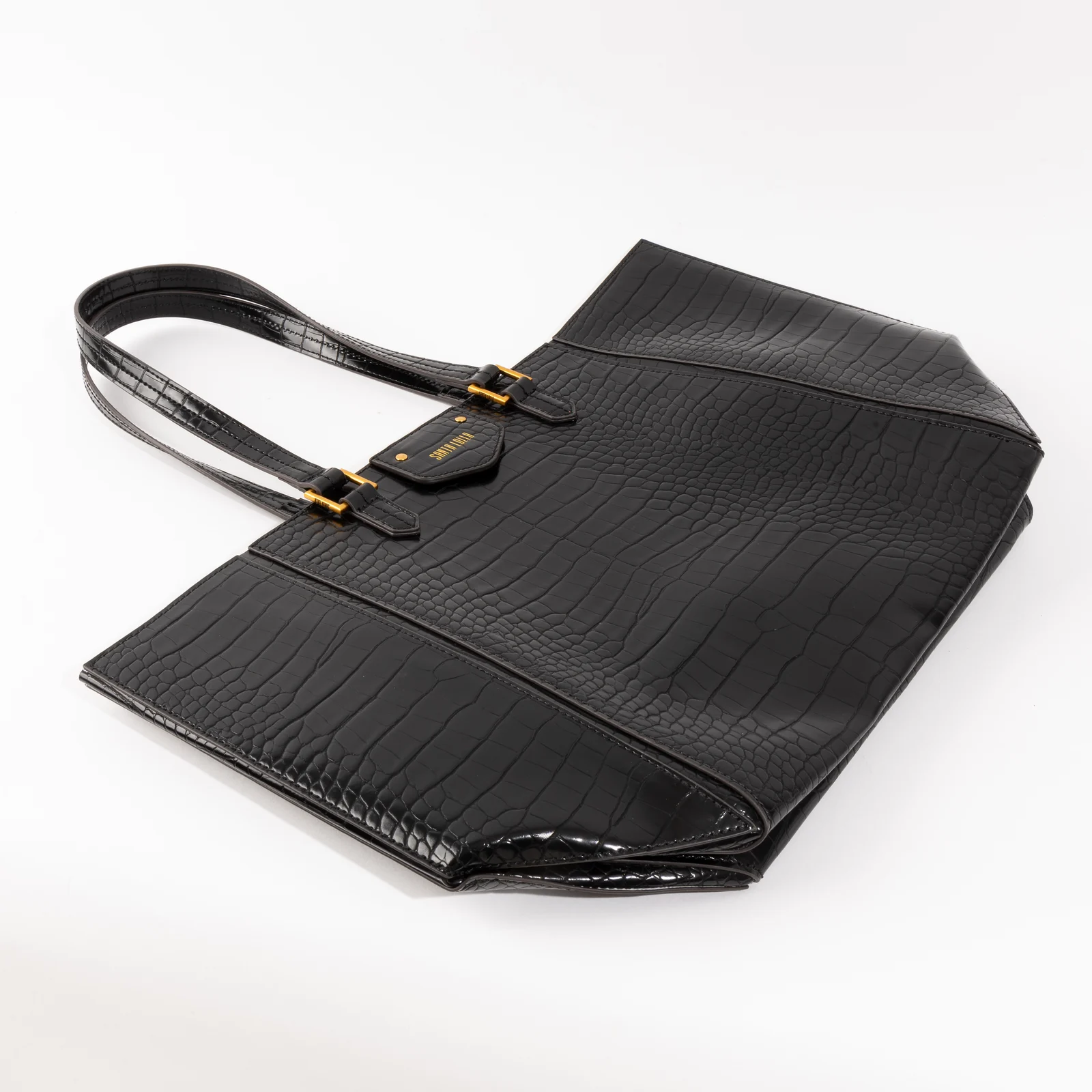 Bolsa Grande Croco Preta Alça Ombro - vista 8 de 8