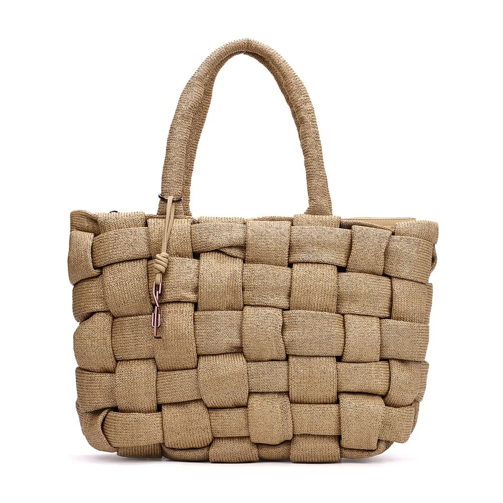Bolsa Grande Tramado Bege Alça Ombro - vista 1 de 8