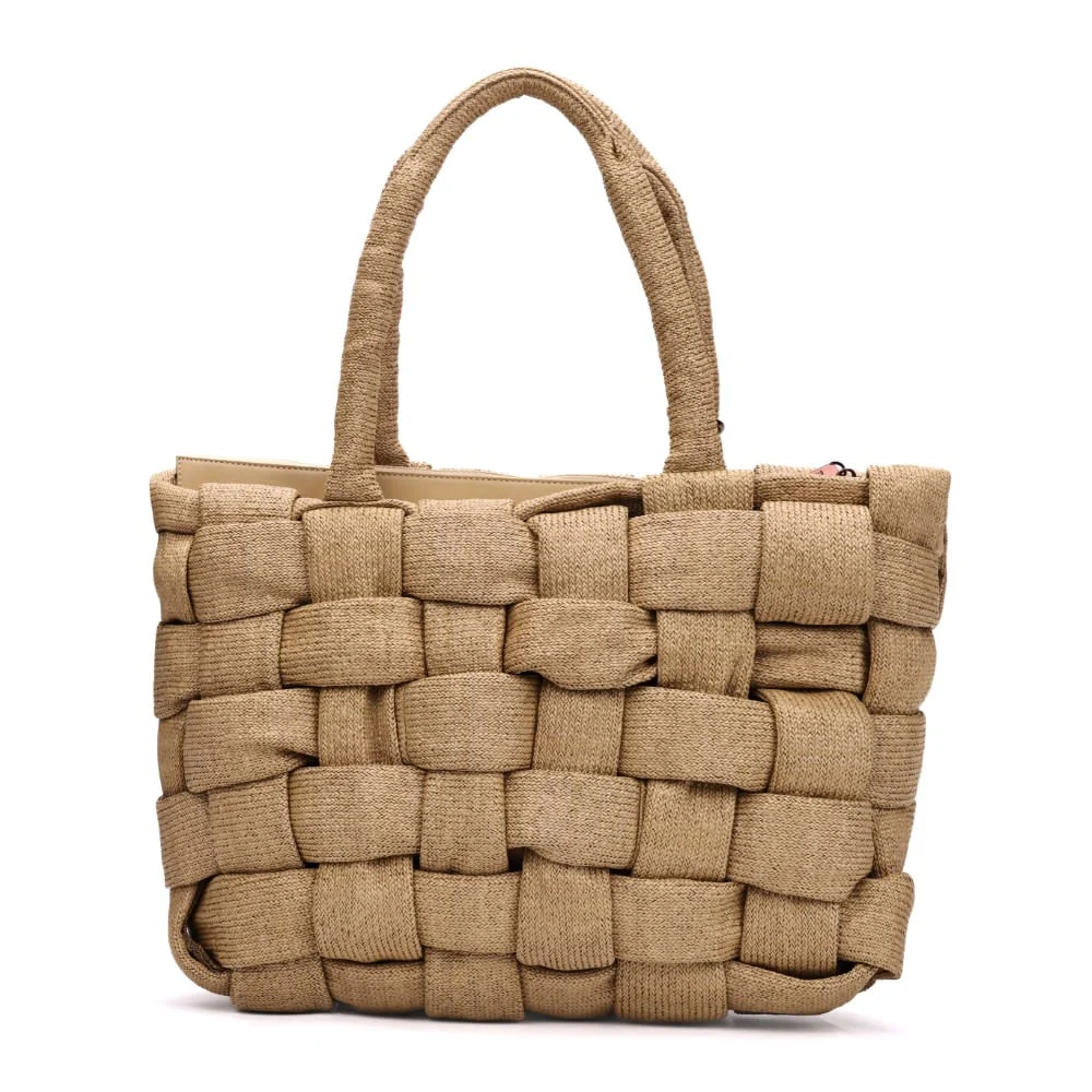 Bolsa Grande Tramado Bege Alça Ombro - vista 5 de 8